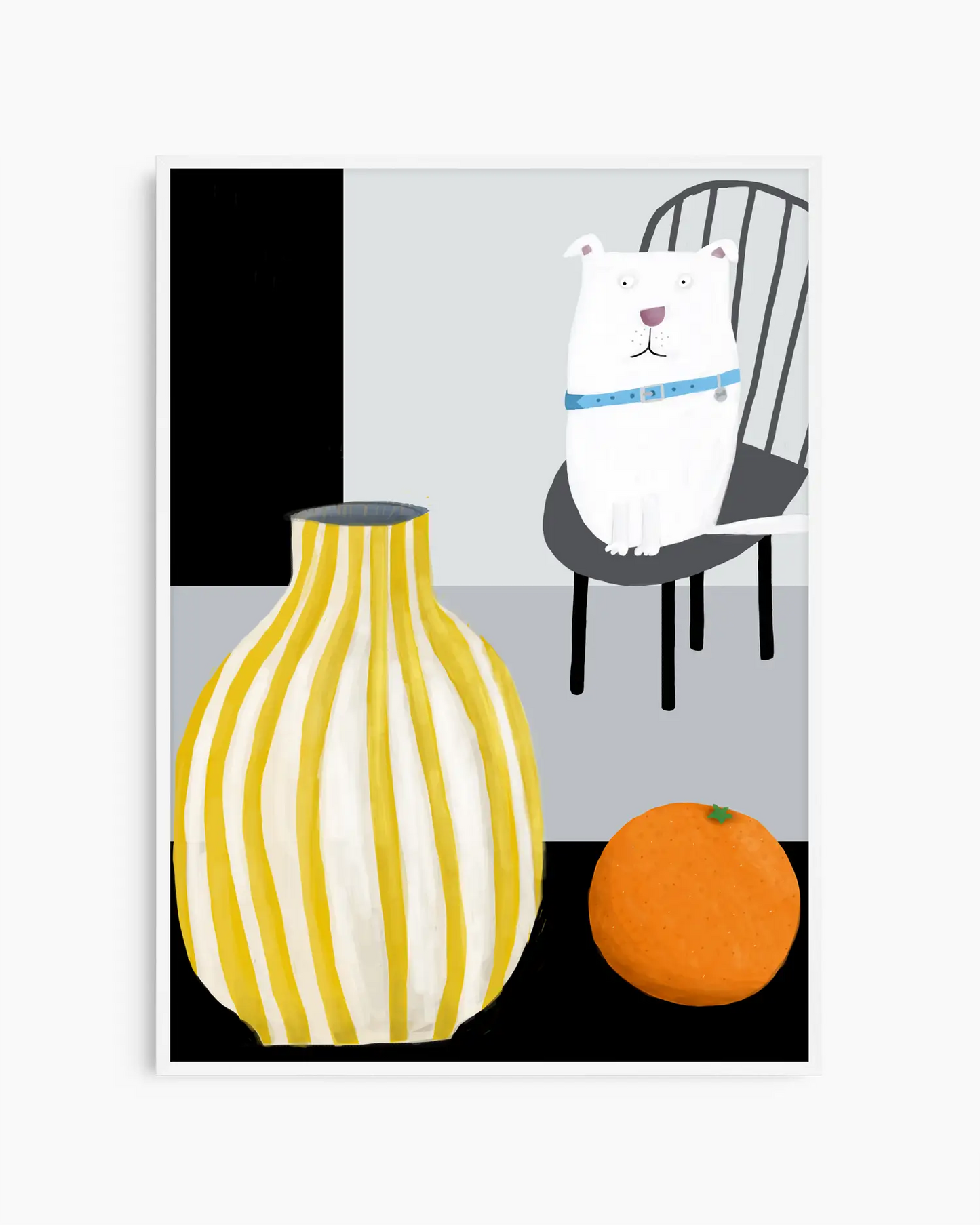 Affiche Chien Blanc Amusant