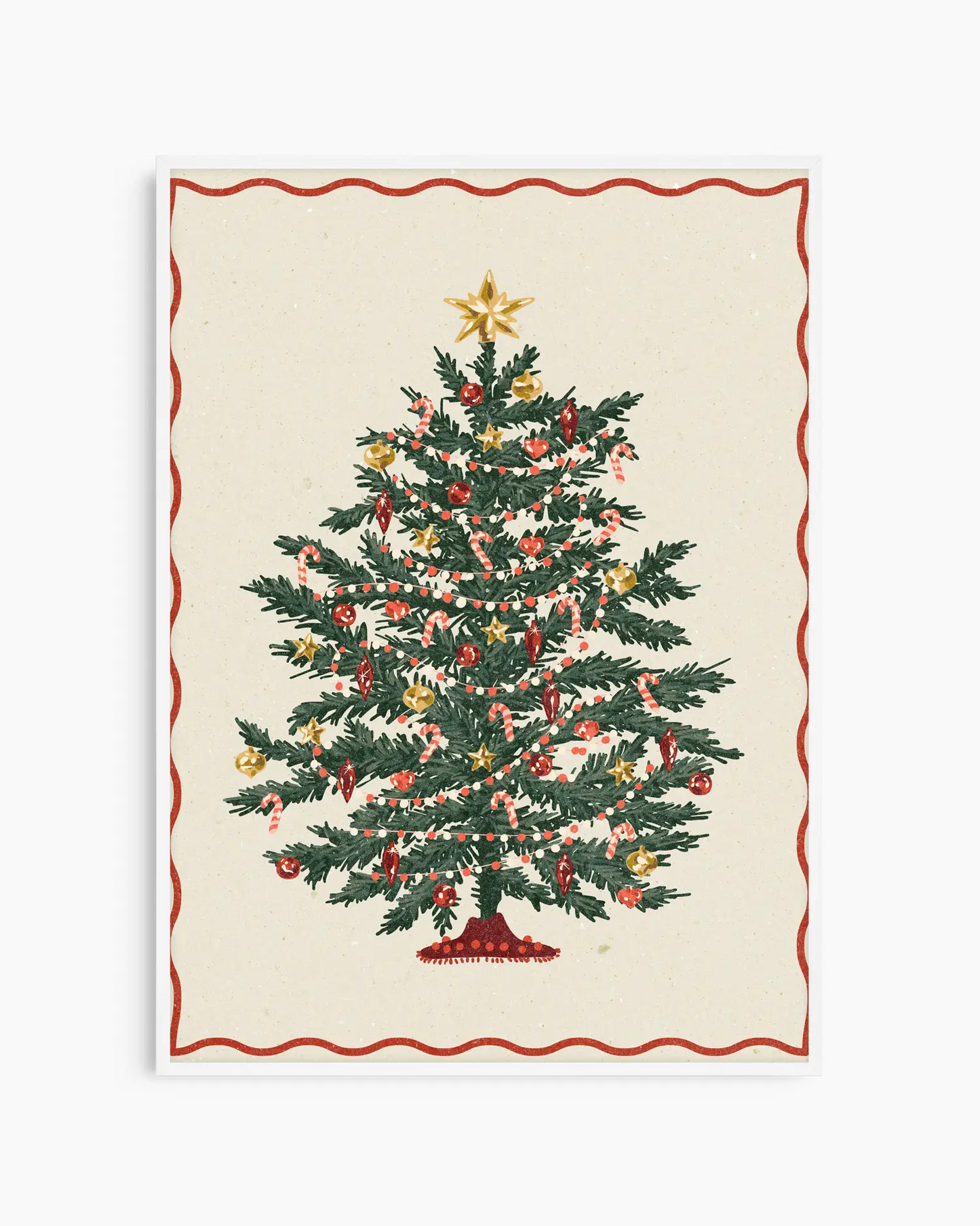 Decorative towel with a Christmas tree design on a white background