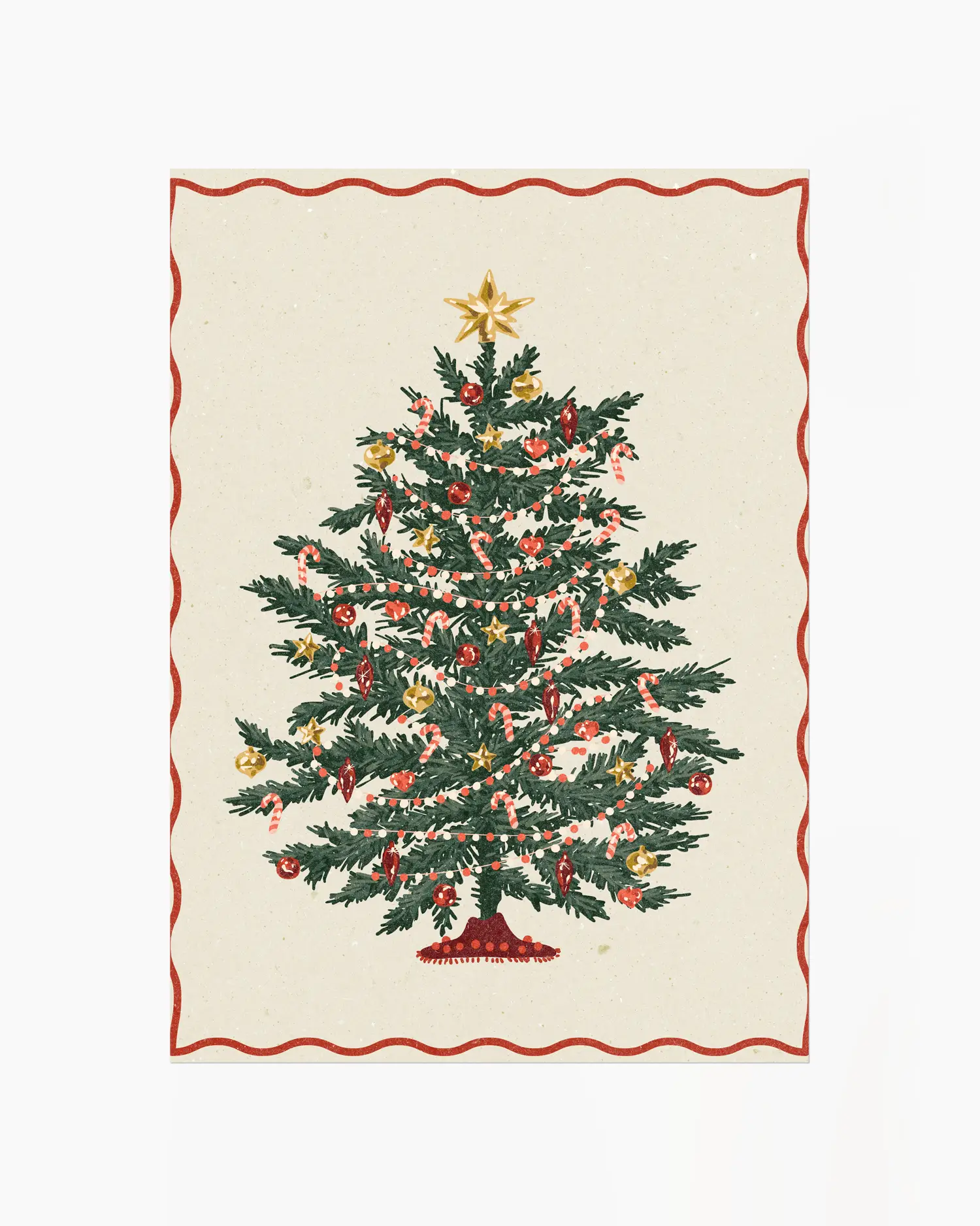 Decorative towel with a Christmas tree design on a white background