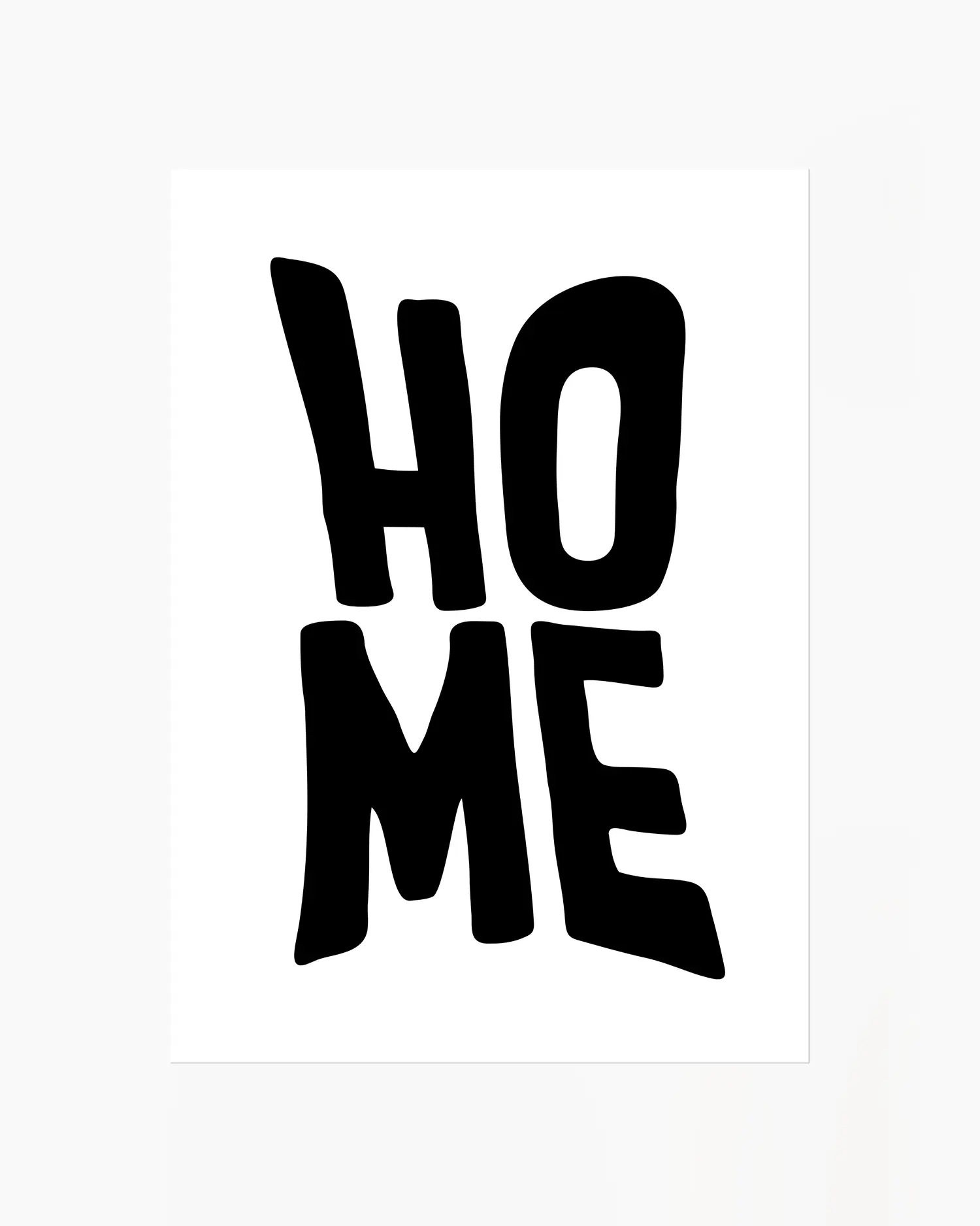 Nursery artwork with 'HOME' text on a white background.