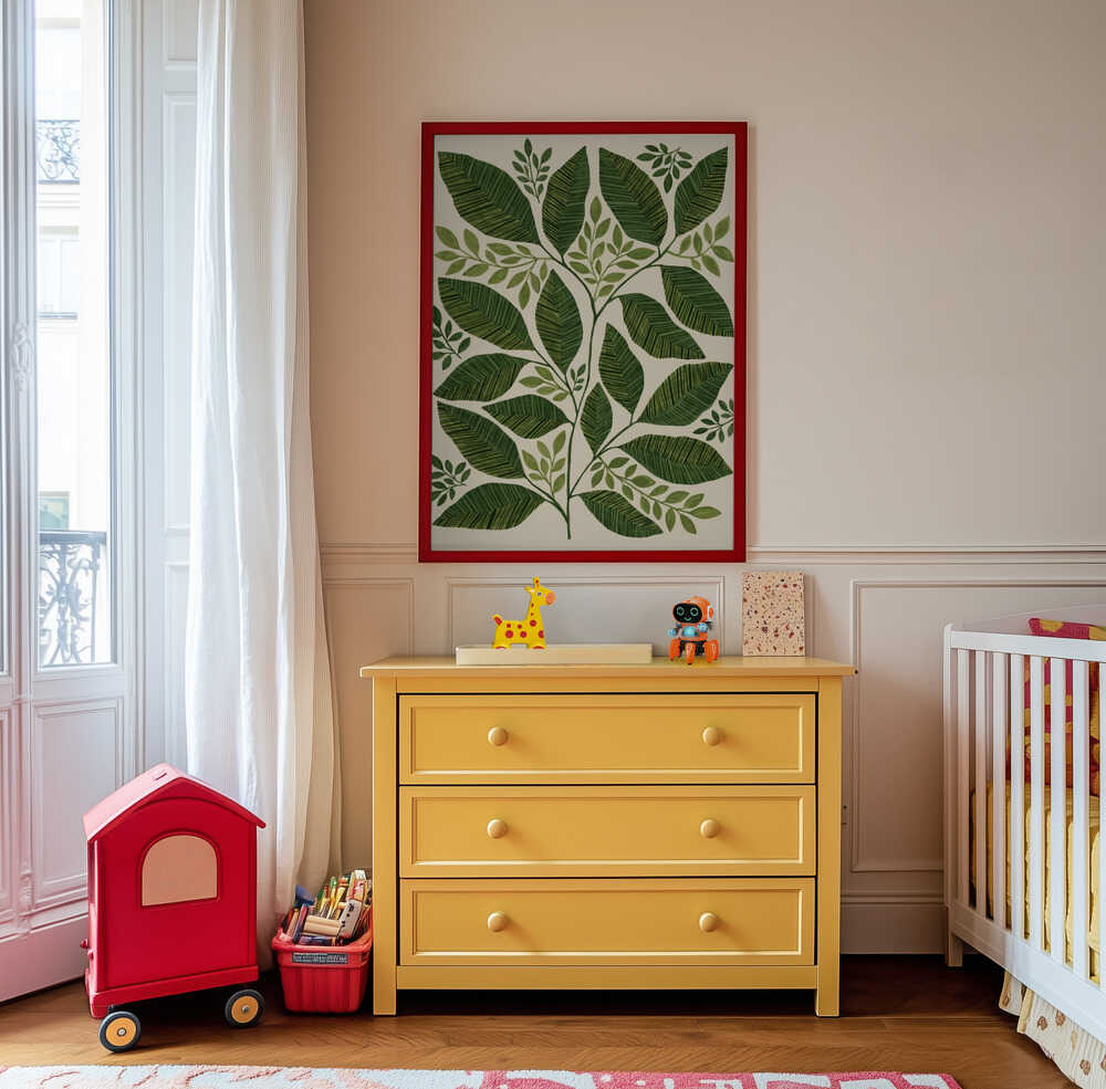 Branche aux Feuilles Rayées Affiche