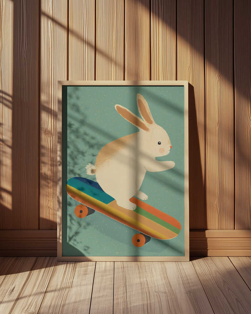 Lapin sur Skateboard Affiche