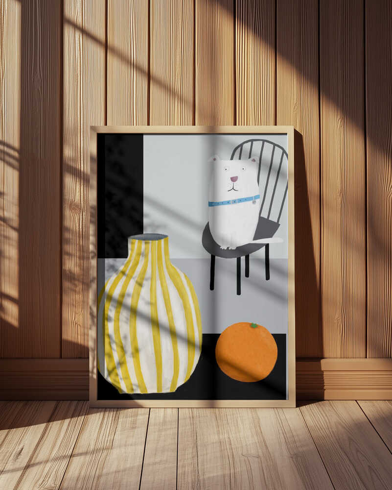 Affiche Chien Blanc Amusant