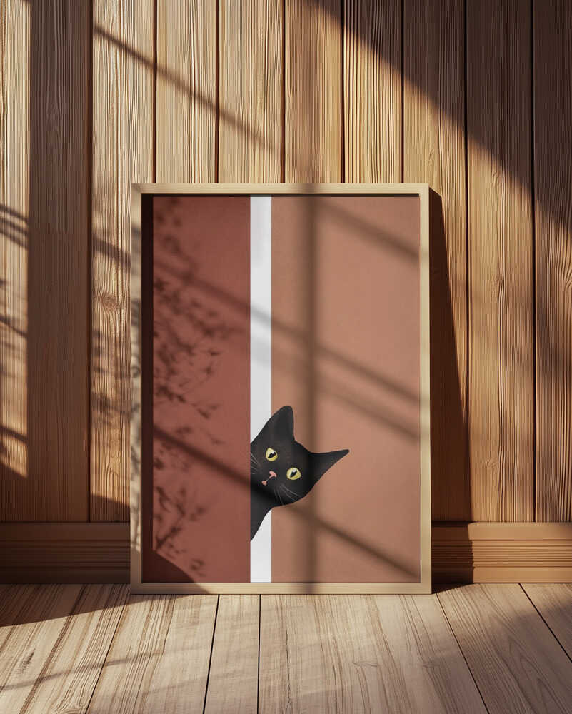 Chat Noir Curieux Affiche