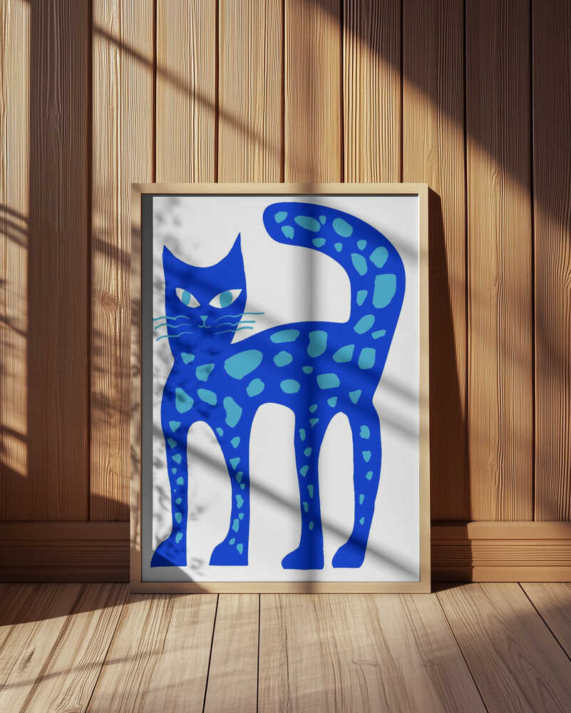 Grand Chat Bleu Lumineux Affiche