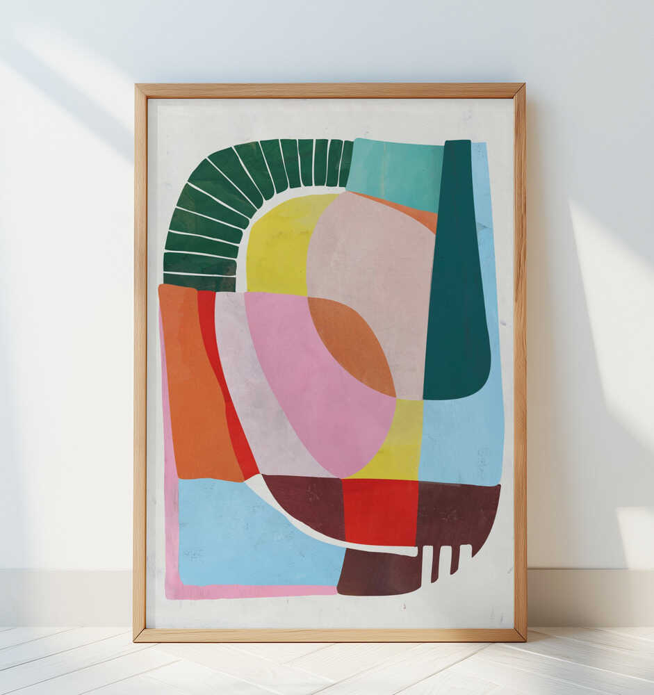 Framed nursery poster with different shapes in different colors