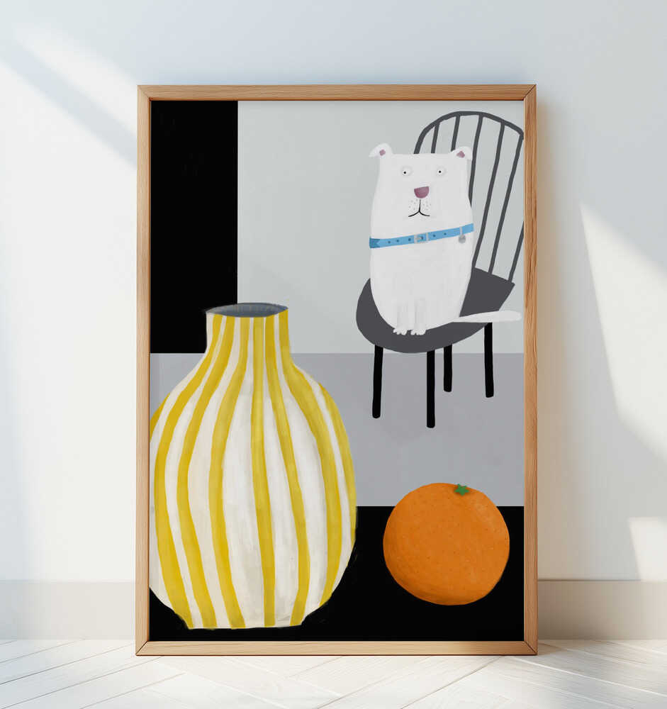 Affiche Chien Blanc Amusant