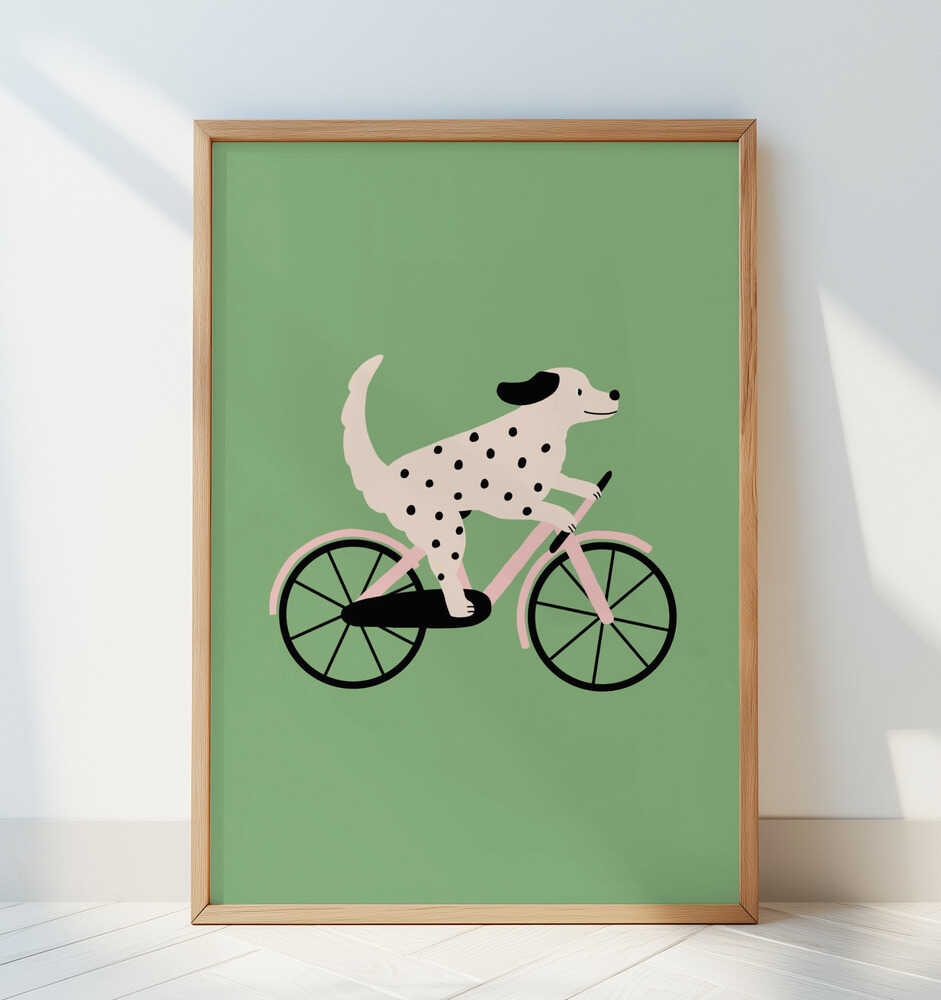 Chien à Vélo Affiche