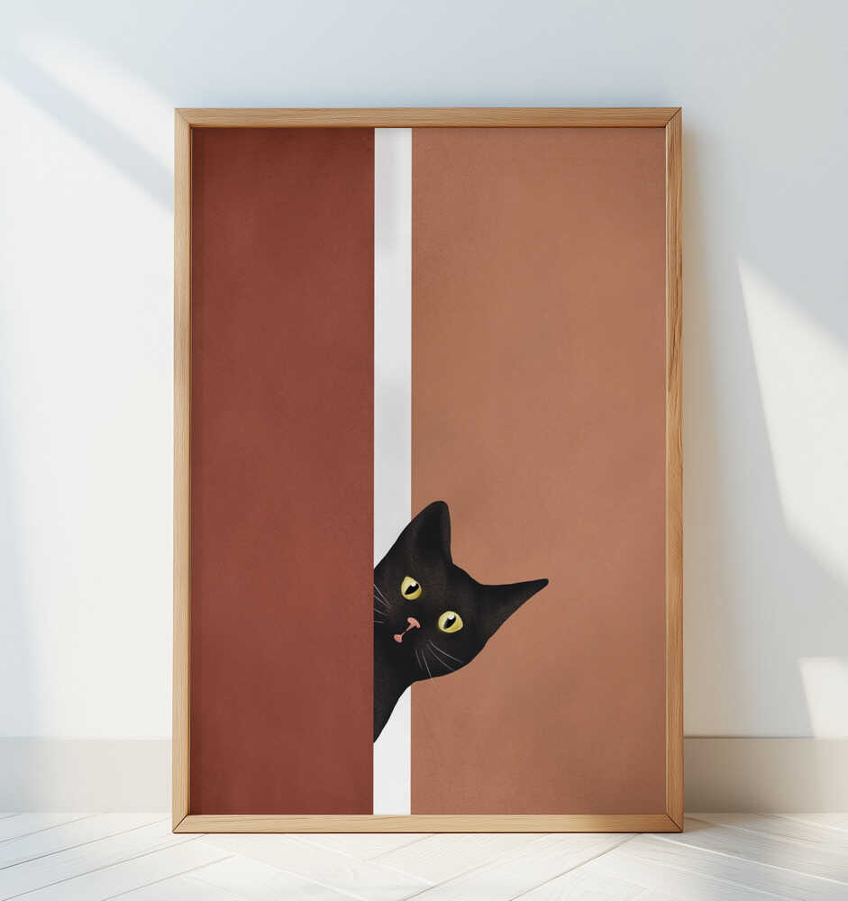 Chat Noir Curieux Affiche