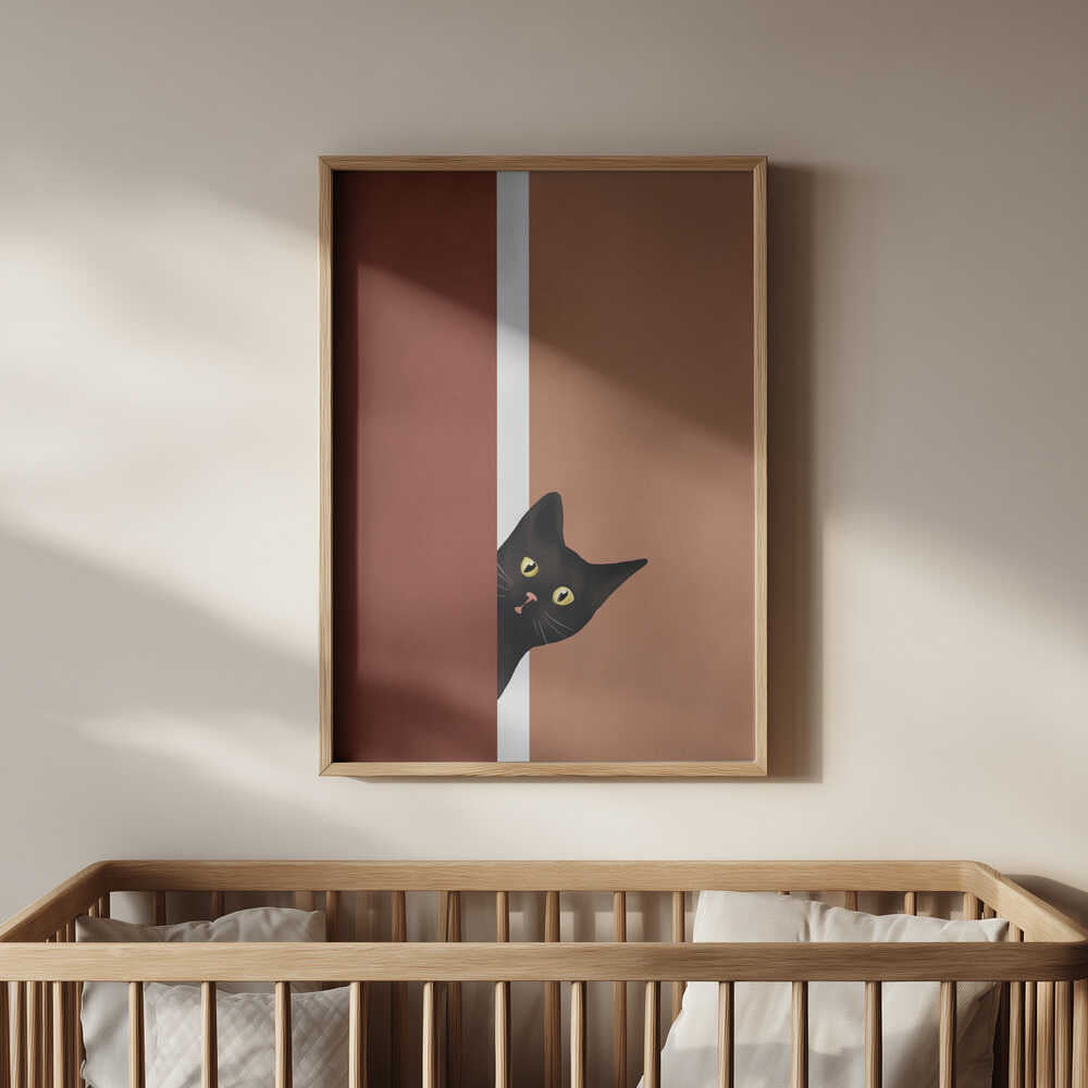 Chat Noir Curieux Affiche