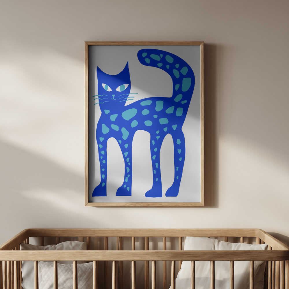 Grand Chat Bleu Lumineux Affiche