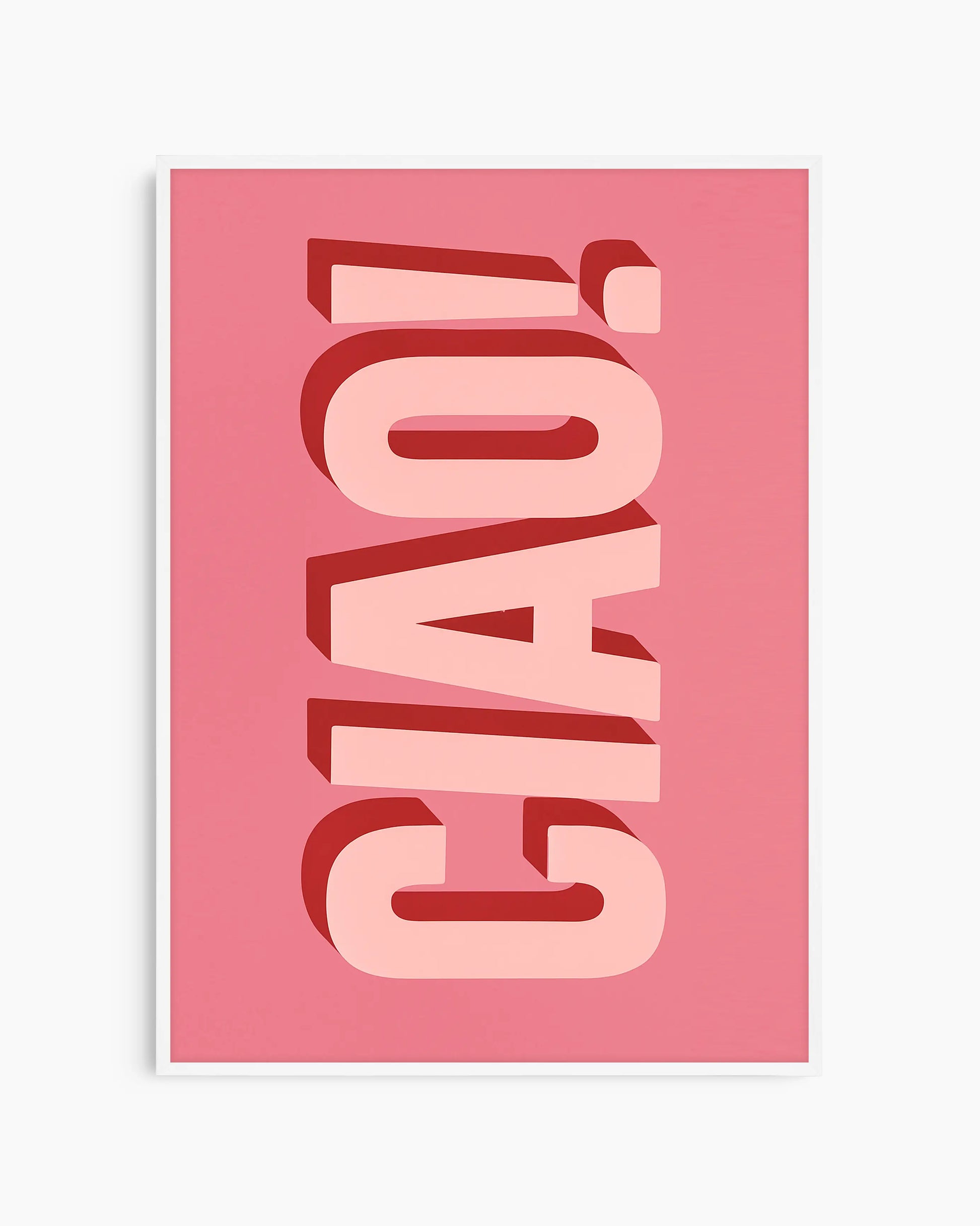 Children's poster with the text 'CIAO!' on a pink background framed in a white frame.