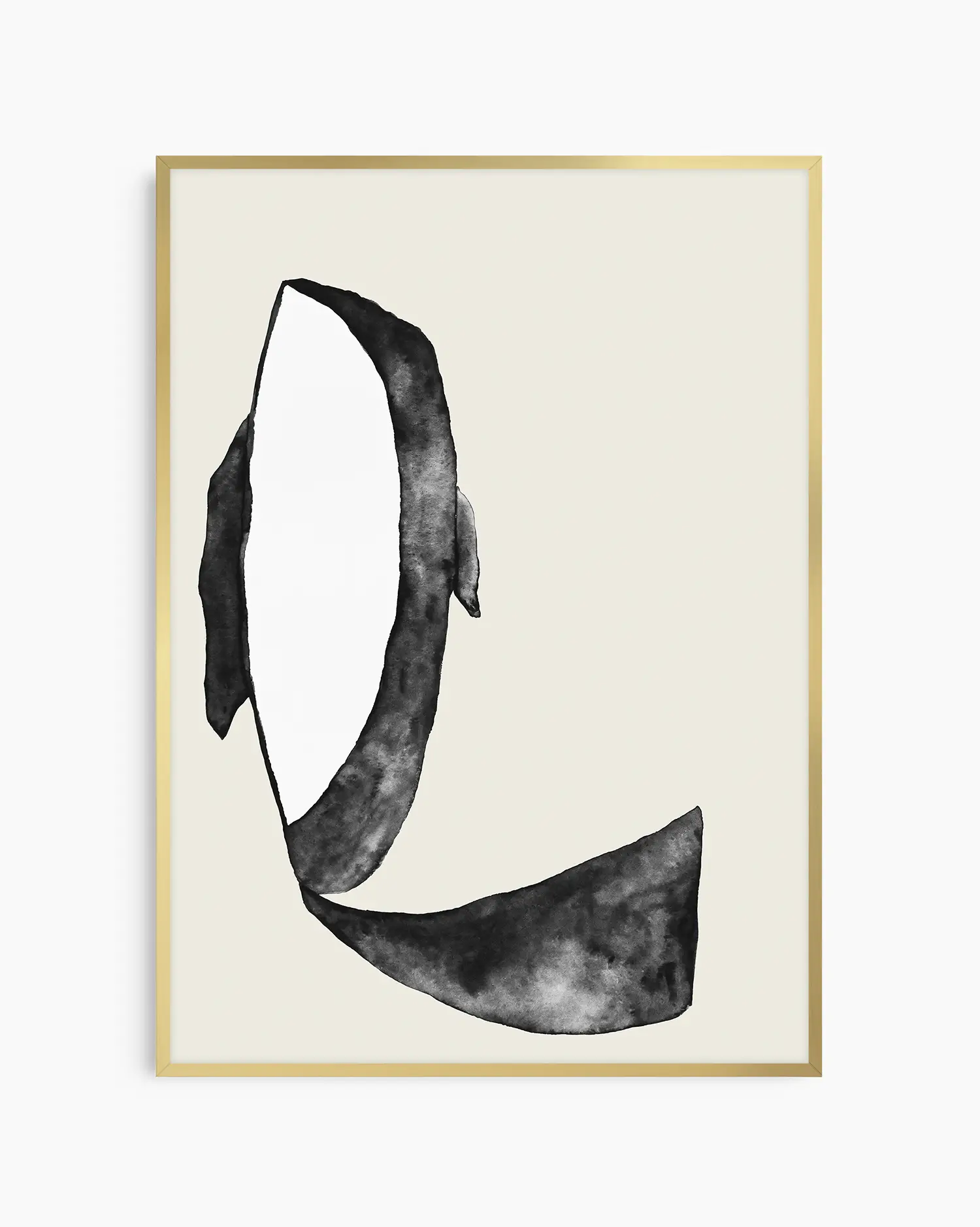 Framed children's poster of an orca on a beige background