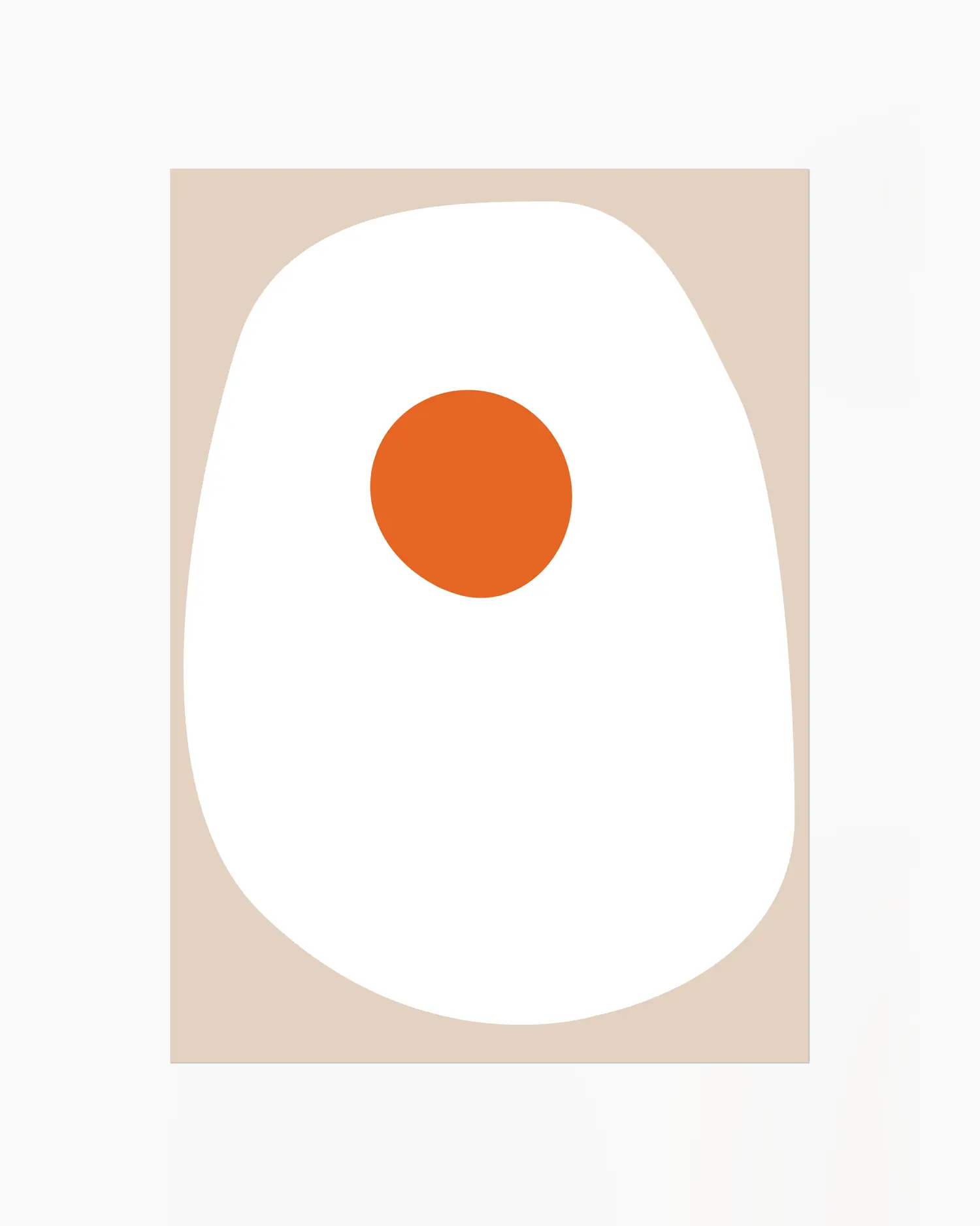 Nursery poster of a sunny side up fried egg on a beige background.