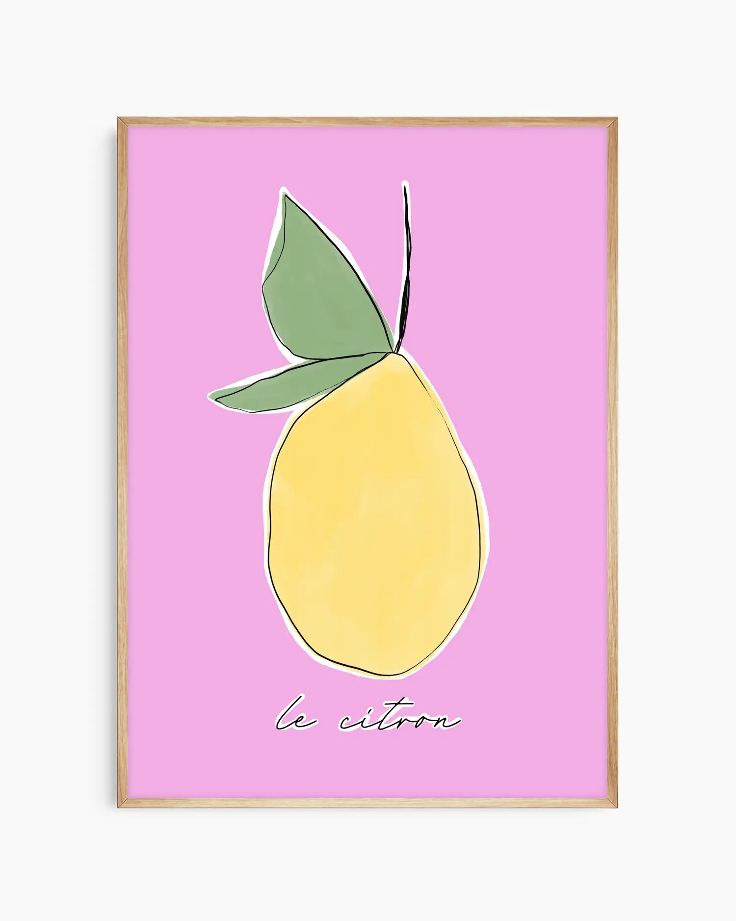 Warm, minimalist wall art in pastel rose tones on a pastel rose background, shown in a oak frame.