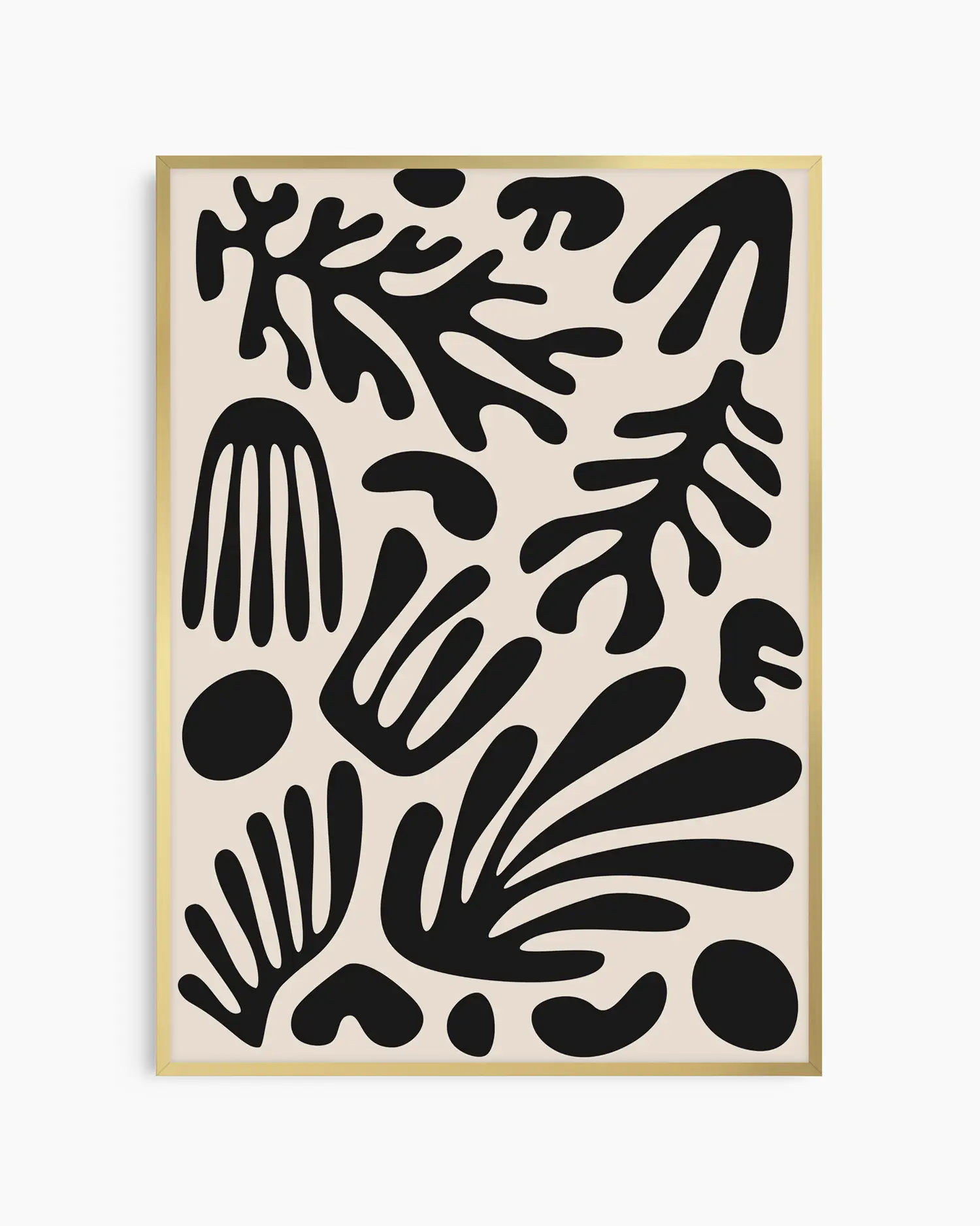 Framed poster of an Abstract black pattern on a beige background