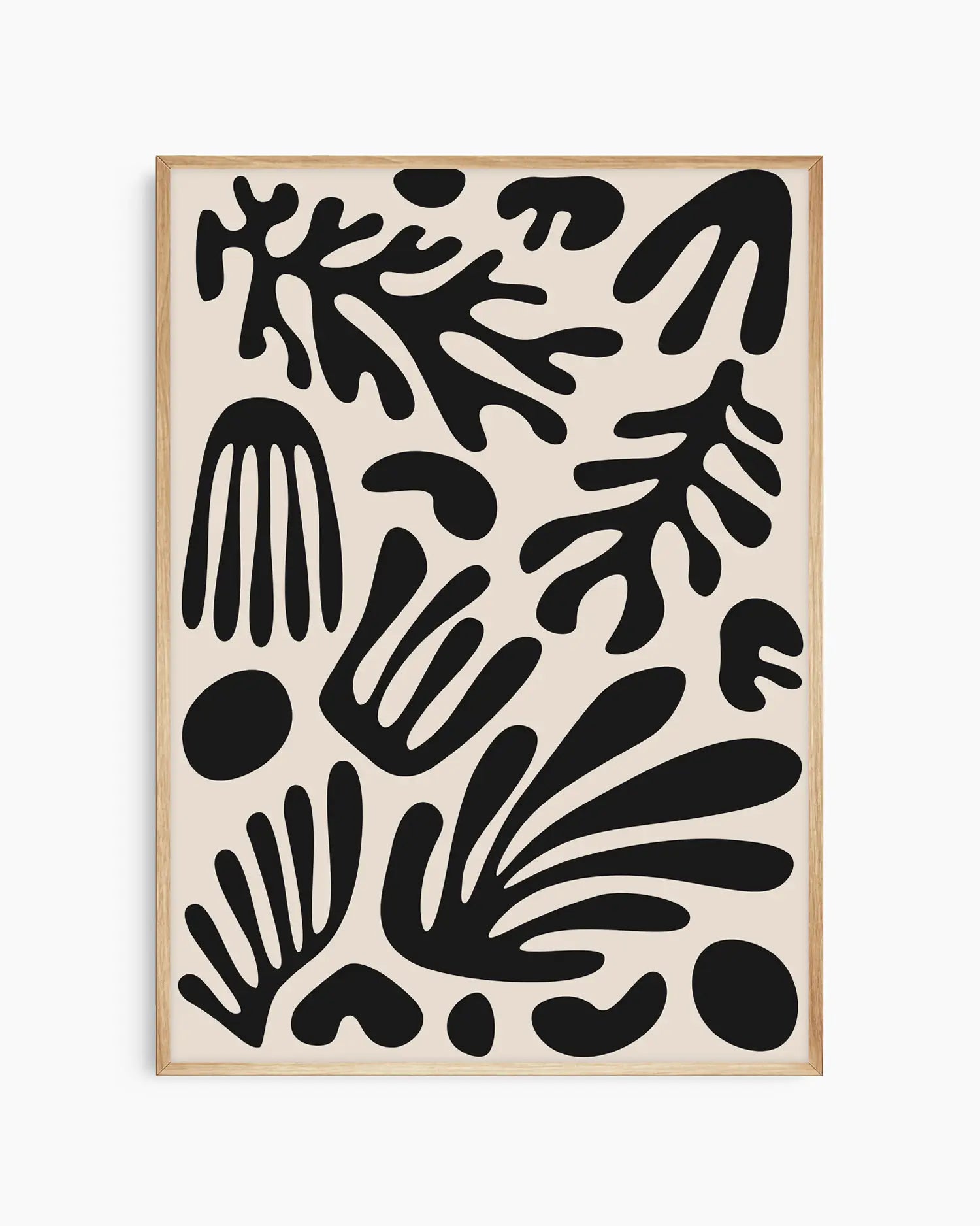 Framed poster of an Abstract black pattern on a beige background