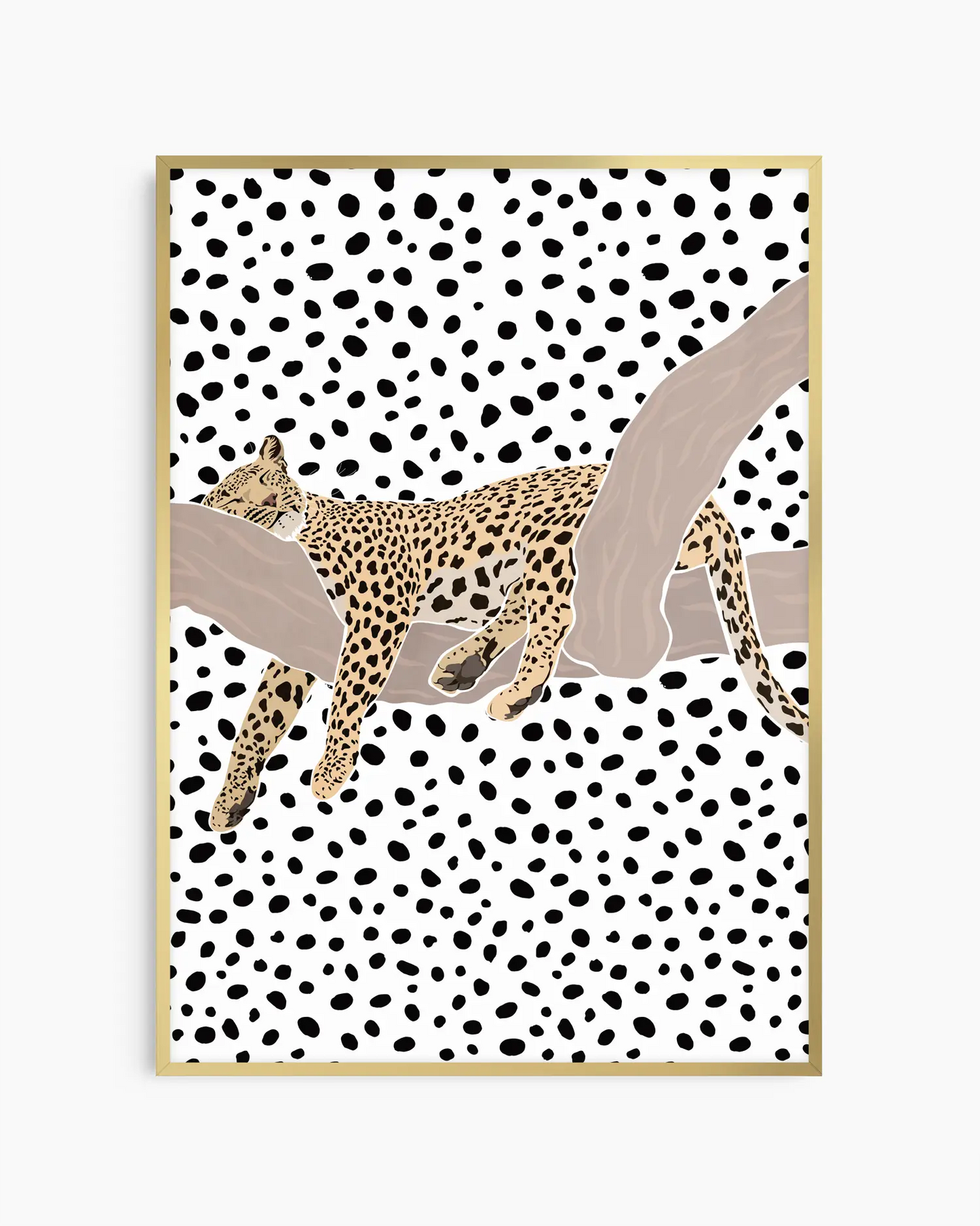 Art print of a leopard on a polka dot background
