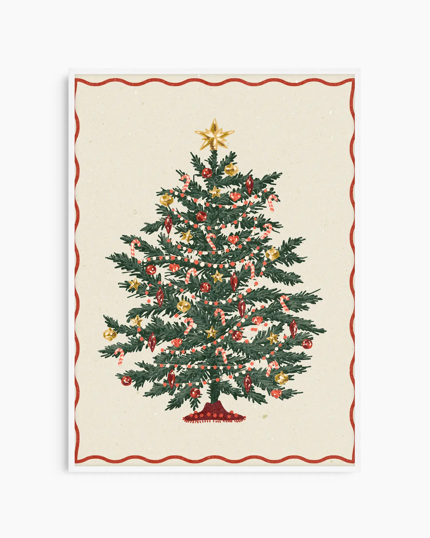 Decorative towel with a Christmas tree design on a white background