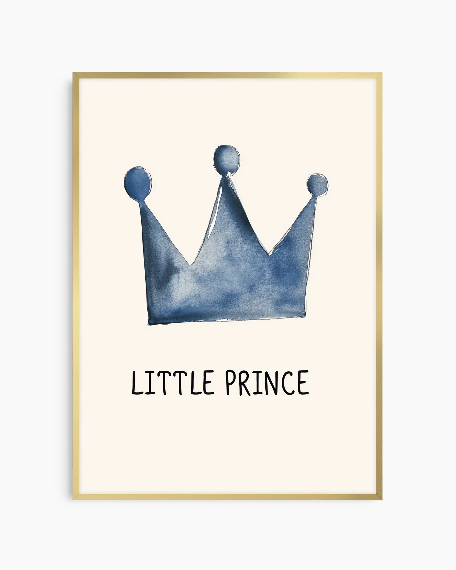 Framed artwork with a blue crown and 'Little Prince' text on a white background