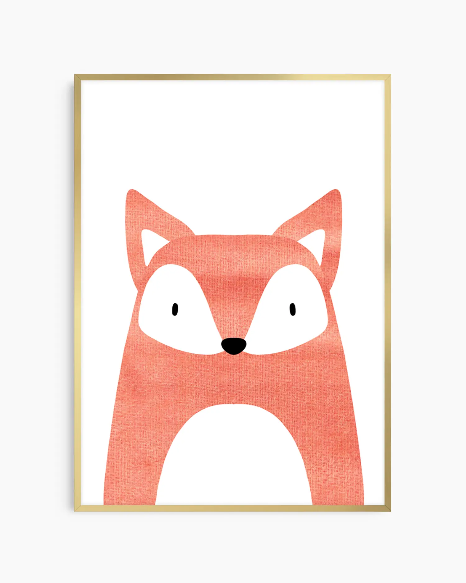 Framed illustration of a fox face on a white background