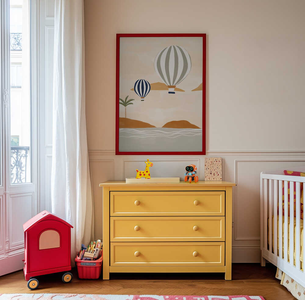 Montgolfières dans le désert Affiche