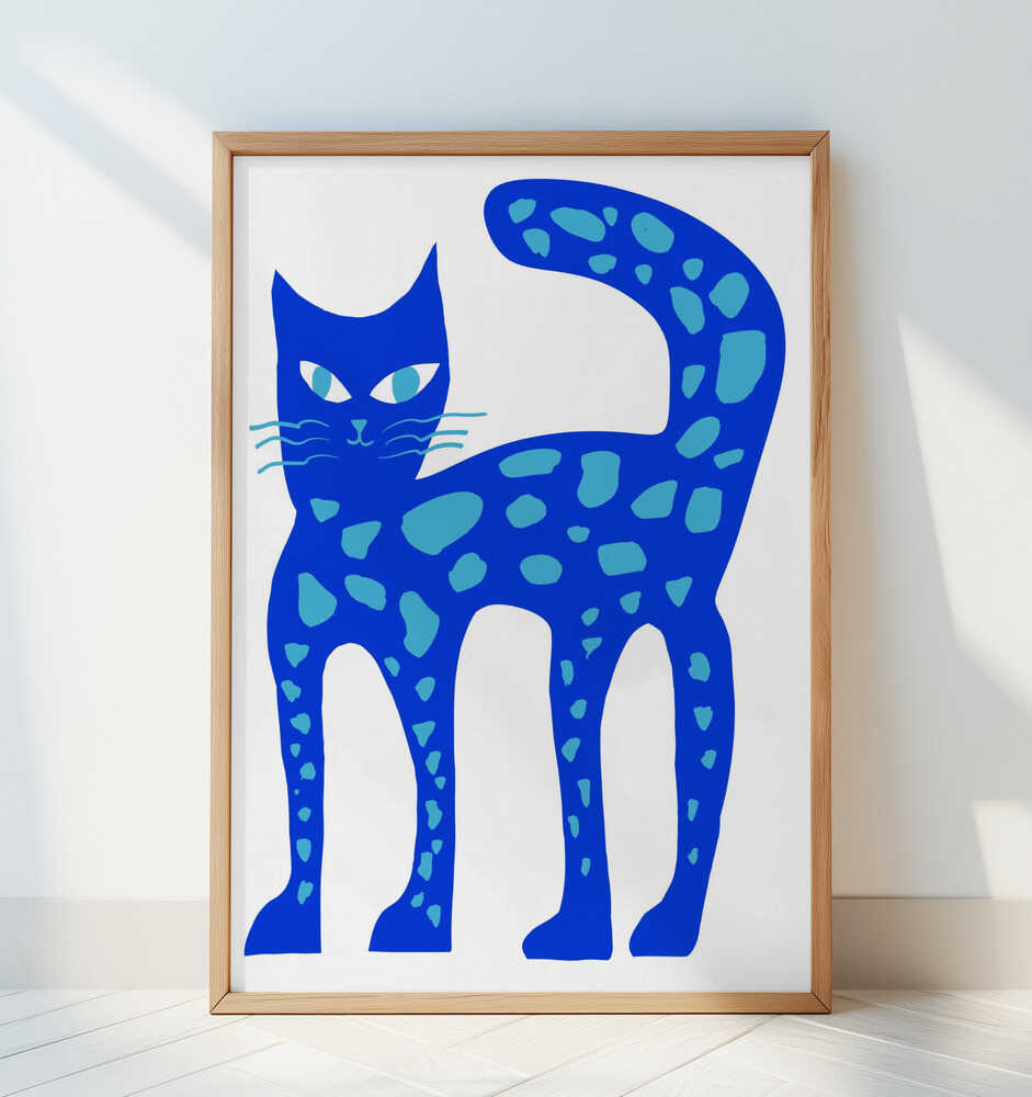 Grand Chat Bleu Lumineux Affiche