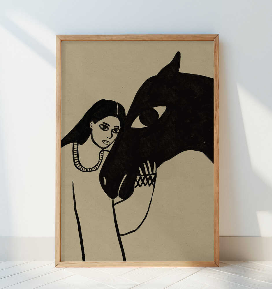 Femme et Cheval Affiche