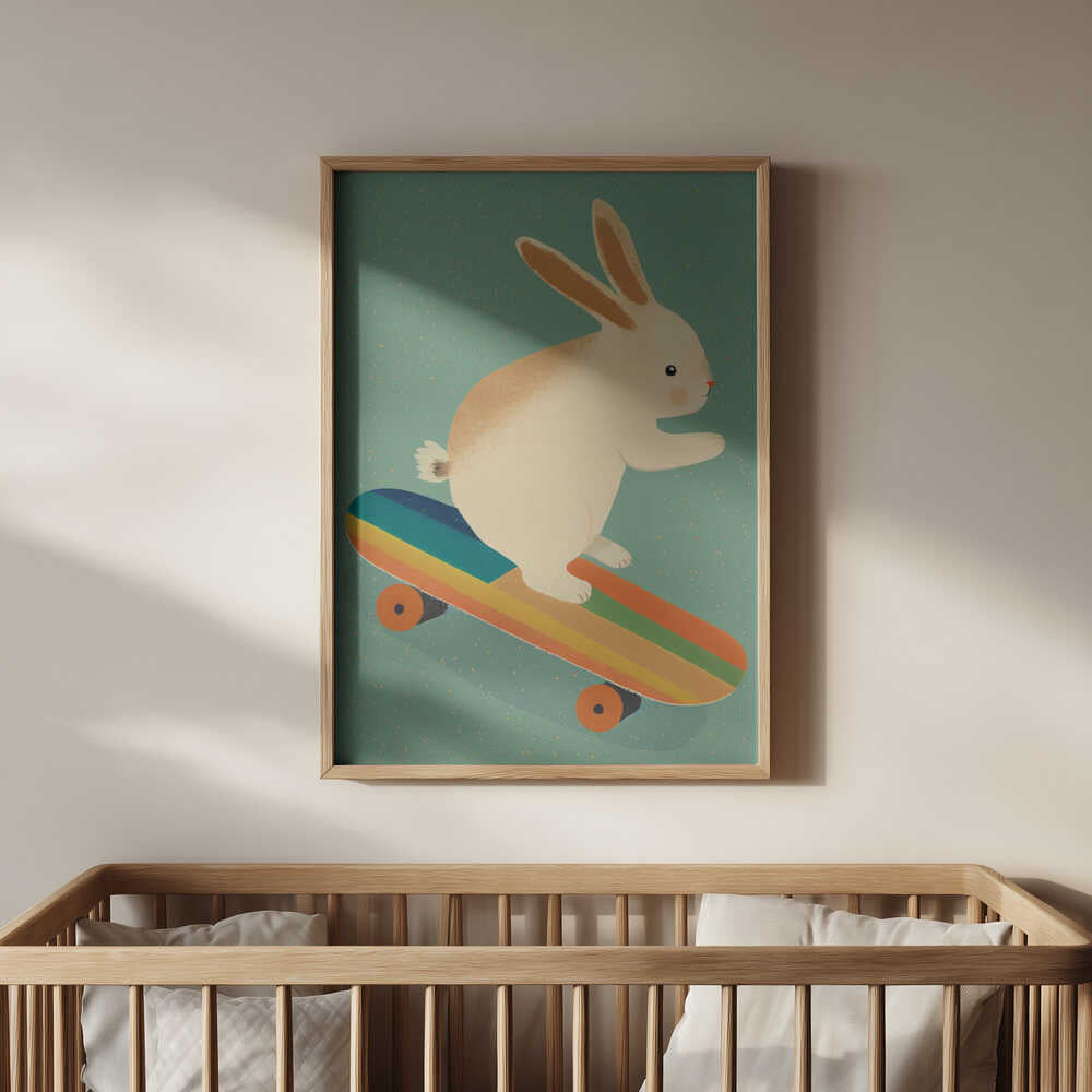 Lapin sur Skateboard Affiche